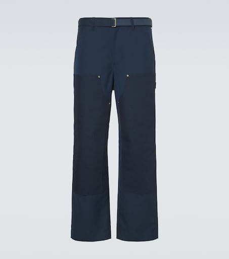 Belted wide-leg pants in blue - Sacai | Mytheresa