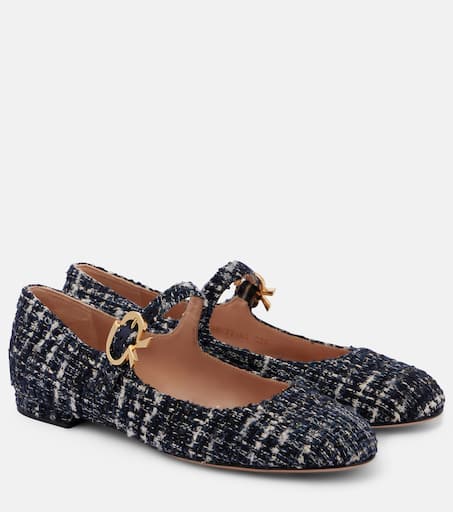 Mary Ribbon bouclé Mary Jane flats in black - Gianvito Rossi