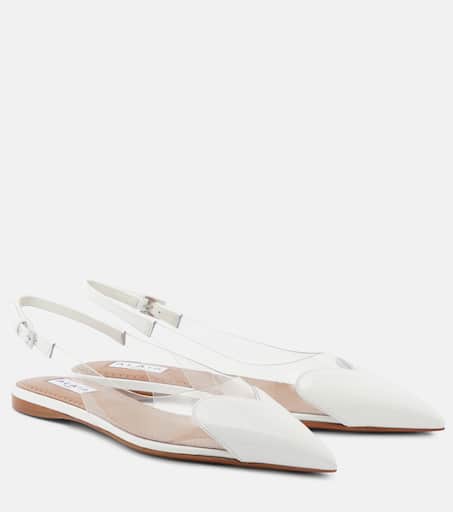 フラットシューズ Alaia Le Coeur slingback flats ALAÏA WHITE LE CŒUR FLAT SLINGBACKS IN PATENT CALFSKIN |ALAÏA US