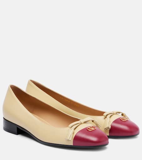 Valet Du Roi VLogo leather ballet flats in beige - Valentino
