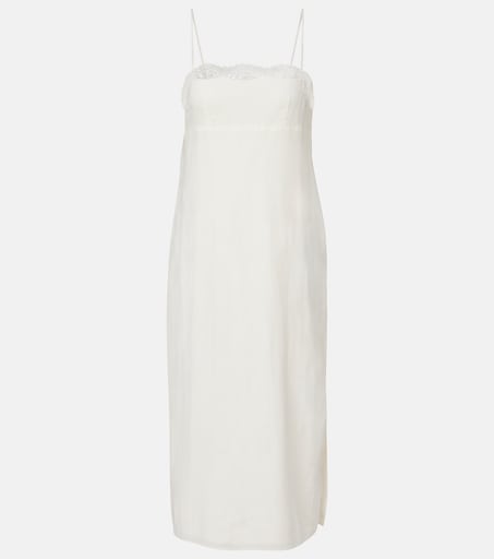 Darya embroidered linen and cotton midi dress