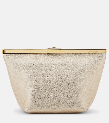 Ganache metallic leather clutch in gold - Jimmy Choo | Mytheresa
