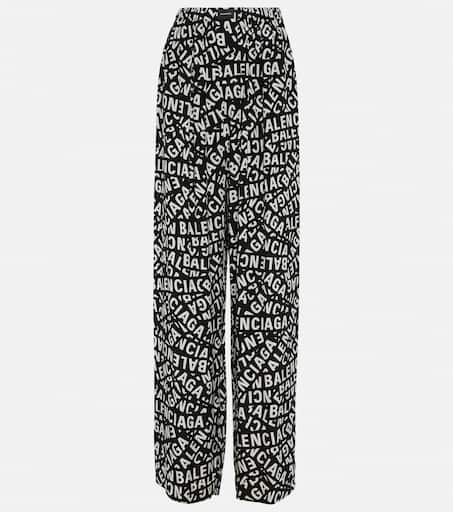 【BALENCIAGA】Viscose Palazzo Pant ブラック Balenciaga Rhinestone Slip-On Palazzo Pants - Black