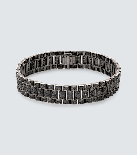 Rail Link 18kt black gold bracelet with diamonds