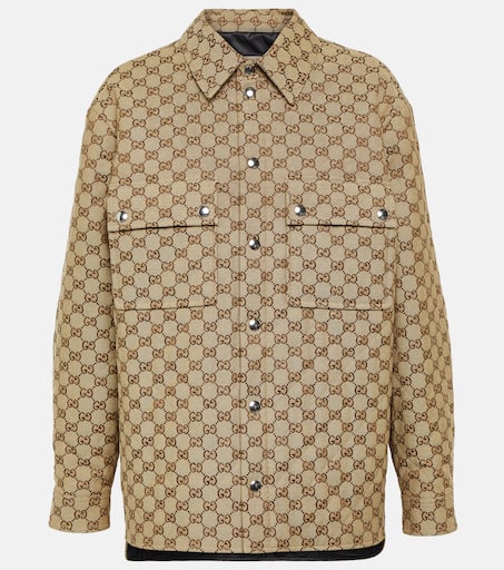 GG canvas shirt jacket in beige - Gucci | Mytheresa