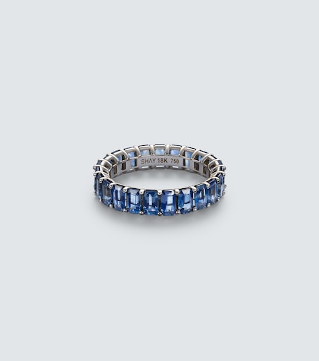 Eternity 18kt white gold ring with sapphires