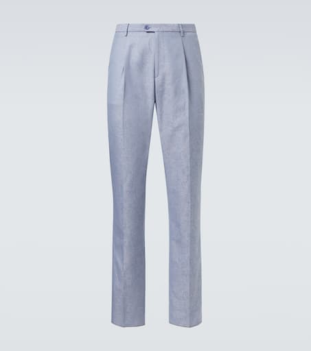 Paisley cotton jacquard straight pants in blue - Etro