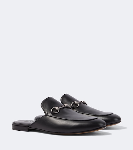 GUCCI ブラックレザーミュール Jordaan leather mules in black - Gucci | Mytheresa