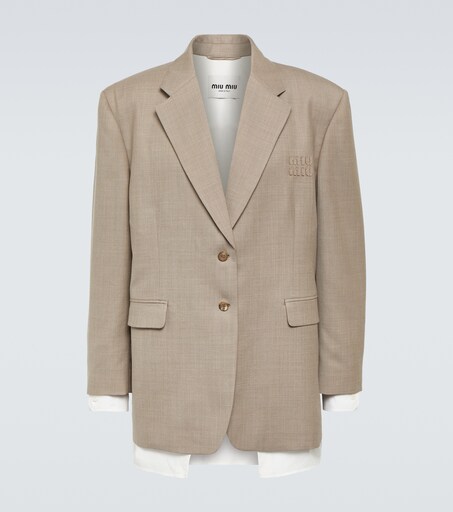Blazer aus Woll-Gabardine in Beige - Miu Miu | Mytheresa