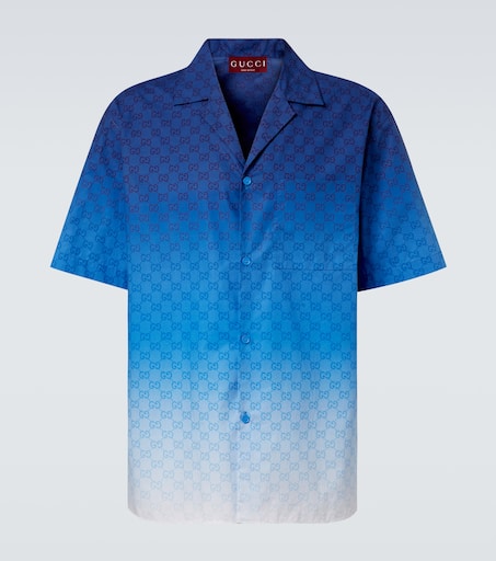 GG ombré cotton poplin bowling shirt in blue - Gucci | Mytheresa