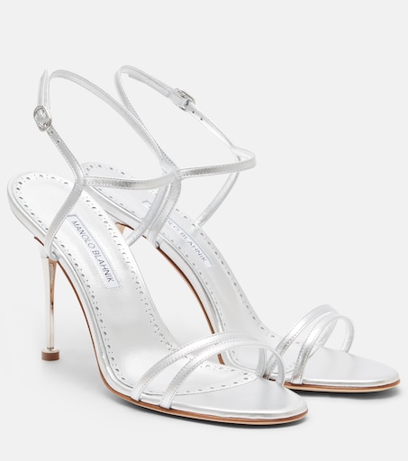 Ciagapla 105 metallic leather sandals in silver - Manolo Blahnik
