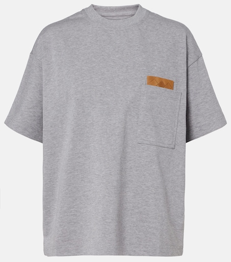 Intrecciato cotton-blend jersey T-shirt in grey - Bottega Veneta