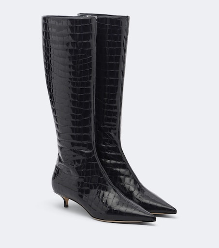 Amis croc-effect leather knee-high boots
