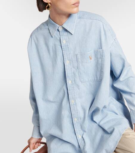Women's polo denim shirt sales