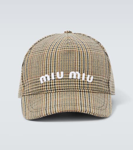 VIP【関税送料無料】希少 Miu Miu Cotton Baseball Logo Hat Logo cotton baseball cap in brown - Miu Miu | Mytheresa