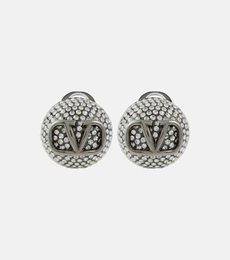 イヤリング VALENTINO Silver Colored VLogo Earrings in Brass Man VLogo Signature clip-on earrings in silver - Valentino