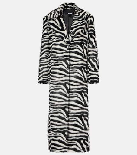 Zebra-print faux fur coat in black - Rotate | Mytheresa
