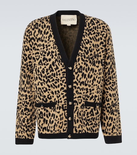 Valentino Jacquard virgin wool cardigan