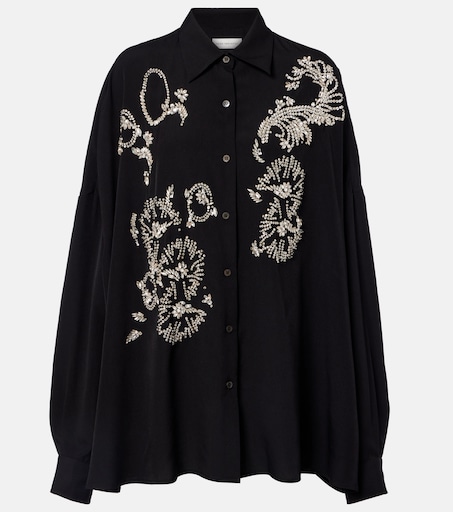 Oversized embellished shirt in black - Dries Van Noten | Mytheresa