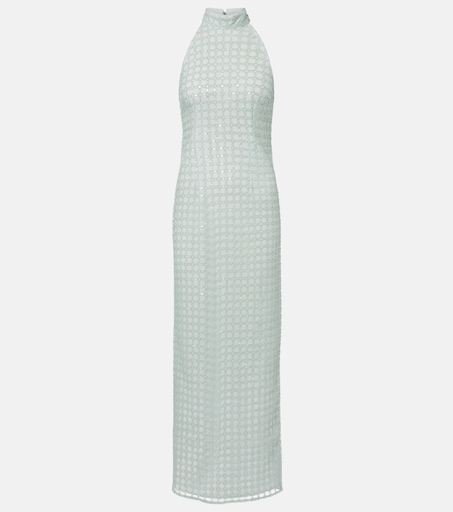 Embroidered sequined maxi dress