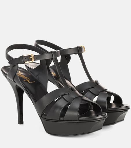 サンローラン Saint Laurent Leather Tribute Sandals Classic Tribute 105 leather platform sandals in black