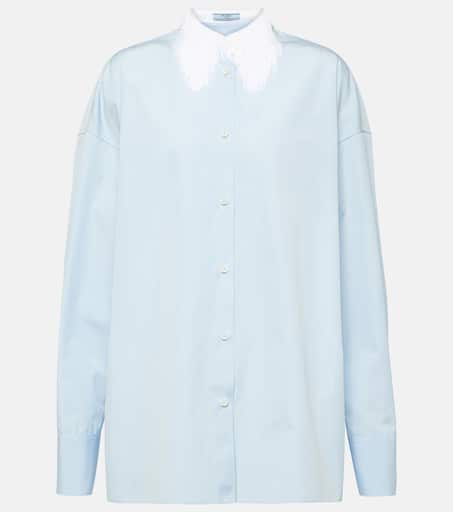 Tシャツ・カットソー PRADA Light blue stretch poplin shirt Sky Blue Stretch Poplin Shirt | PRADA