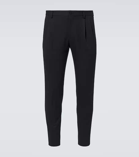 Wool-blend gabardine tuxedo pants in black - Dolce Gabbana