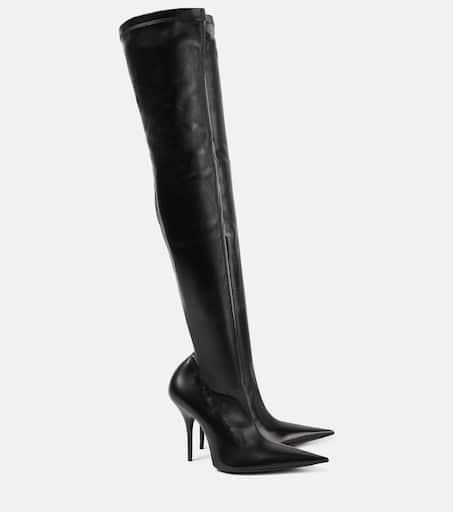 Avenue leather over-the-knee boots in black - Balenciaga