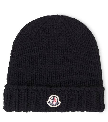 Logo virgin wool beanie in black - Moncler Enfant | Mytheresa