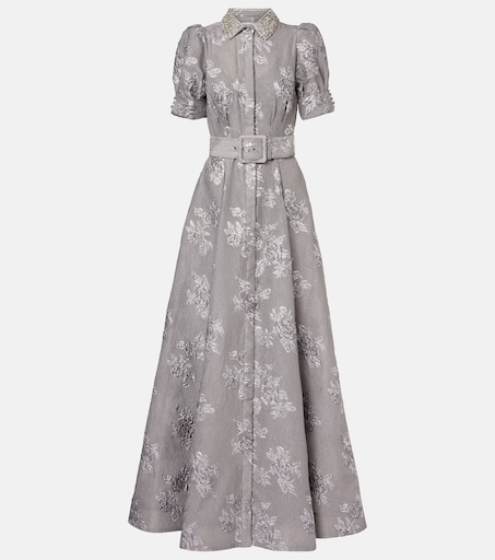 Ruth embellished belted brocade gown in silver - Rebecca Vallance | Mytheresa