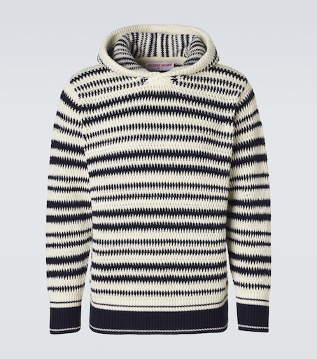 Orlebar Brown Kirk striped crochet cotton hoodie