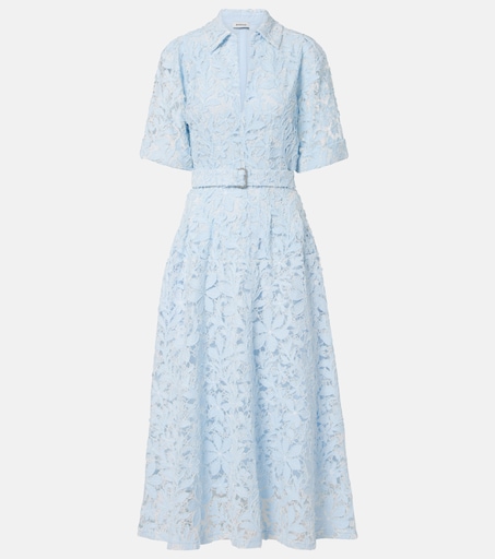 Deanna lace guipure cotton midi dress in blue - Simkhai | Mytheresa