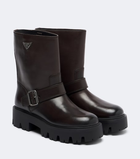 Stride leather biker boots