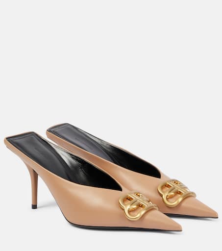 Square Knife 80 BB leather mules in beige - Balenciaga