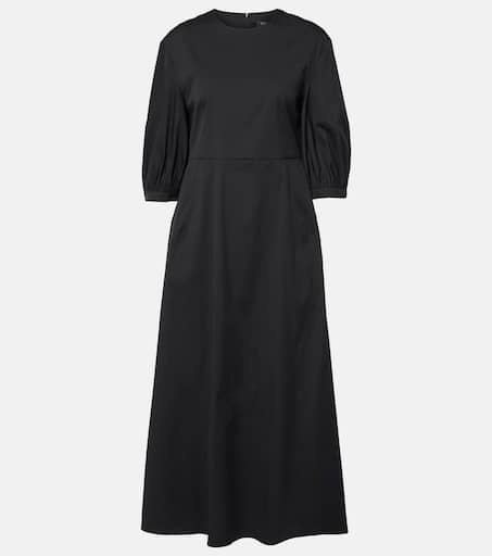 S MAX MARA ワンピース Clea cotton-blend poplin midi 1017164 Clea cotton-blend poplin midi dress in black - S Max Mara