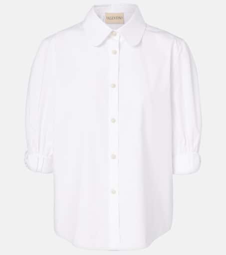Tシャツ・カットソー Valentino Textured Knit Slim-Fit Top With Bow Detail Valentino Garavani Cotton T-Shirt with Metallic V Detail