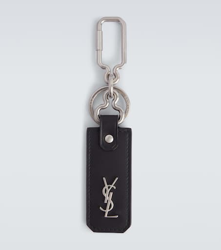 Cassandre Saint Laurent leather keychain in black - Saint Laurent