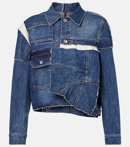 sacai サカイ Patchwork Detail Button Jacket Patchwork denim jacket in blue - Sacai | Mytheresa