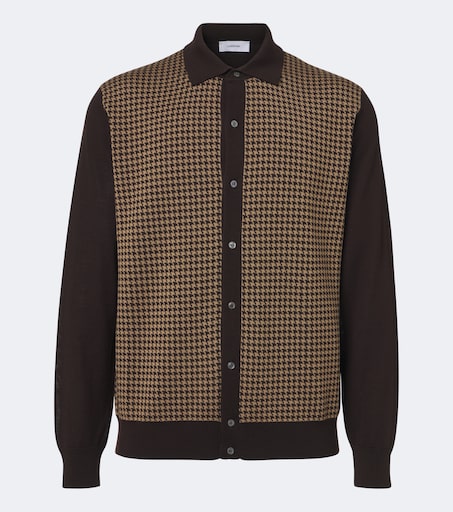 トップス 24ss LARDINI cardigan Houndstooth wool cardigan in brown - Lardini | Mytheresa