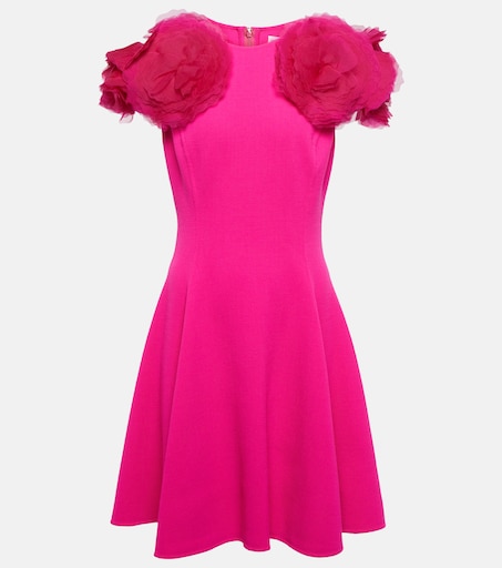 oscar mini dress pink Oscar De La Renta Belted Embroidered Cotton-blend Boucl-tweed Mini Dress  In Pink