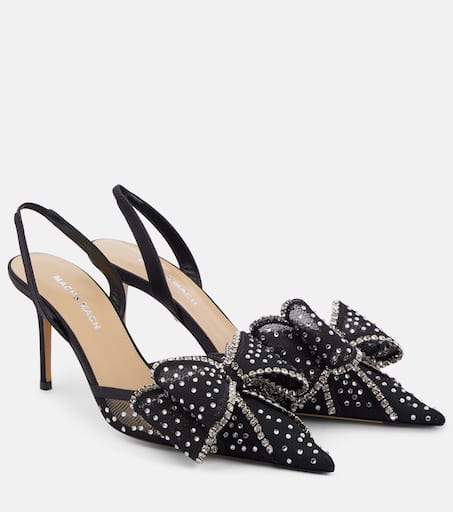 サンダル・ミュール MACH & MACH 'Le Cadeau' slingback (R25S085565X18B15 BLACK) Le Cadeau embellished mesh slingback pumps in black - Mach