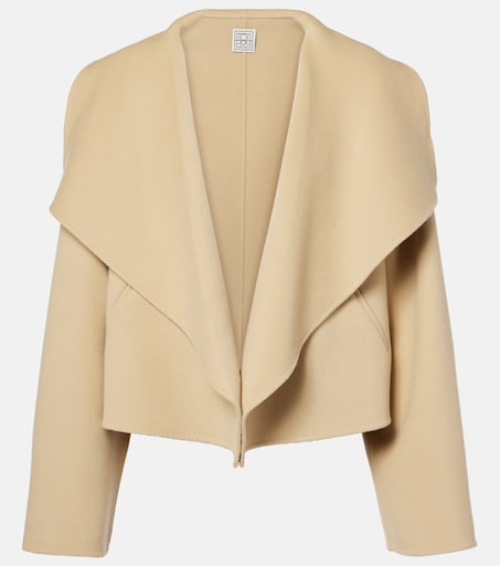 Signature cropped wool doublé jacket in beige - Toteme | Mytheresa