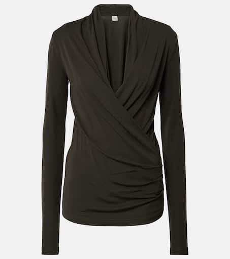 Draped jersey top in grey - Toteme | Mytheresa