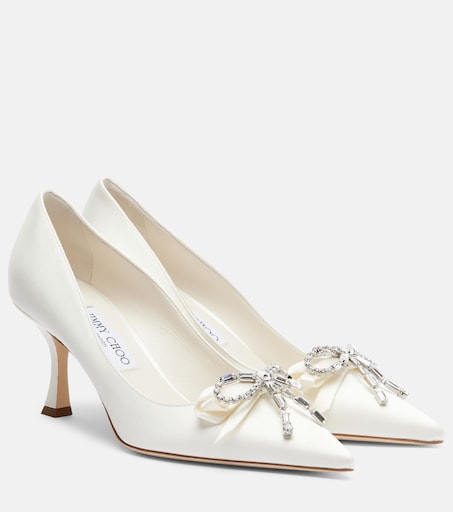 Auria embellished satin pumps in white - Jimmy Choo | Mytheresa