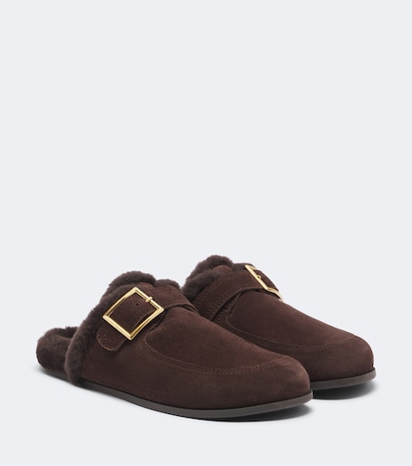 Biker shearling-lined suede mules in brown - Jimmy Choo | Mytheresa