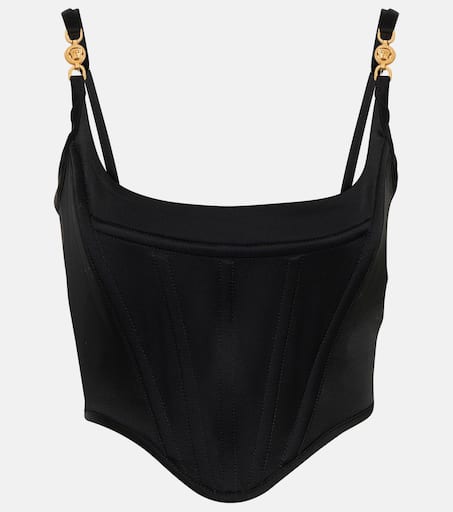 【送料&関税込】Versace Medusa 95 Leather Bustier Top Medusa '95 leather bustier top in black - Versace | Mytheresa