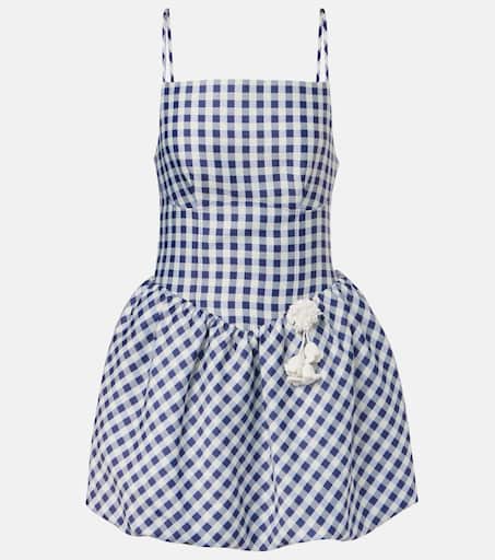 ワンピース Self-Portrait Checkered Taffeta Mini Dress Navy Gingham Taffeta Mini Dress – self-portrait-US