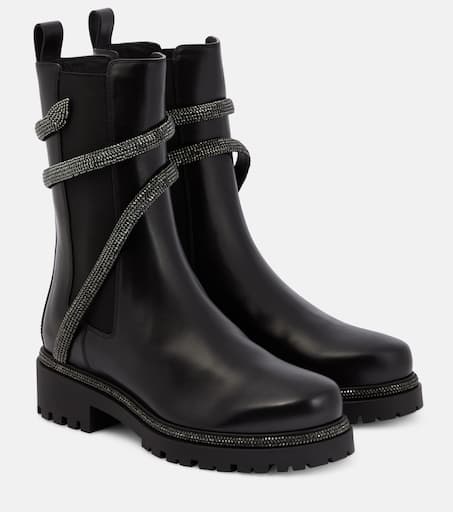 ミドルブーツ RENE CAOVILLA Women Boots C11908080NA01V050 Black RENÉ CAOVILLA Cleo crystal-embellished leather Chelsea boots