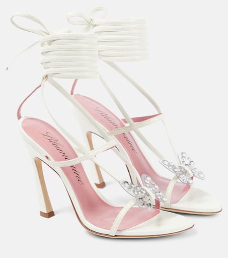 【関税込み】Blumarine ホワイト Butterfly '105 ヒールサンダル Butterfly 105 leather sandals in white - Blumarine | Mytheresa