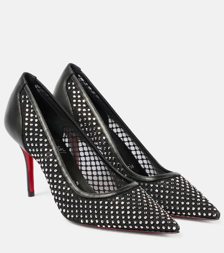 Apostropha 80 embellished mesh pumps in black - Christian